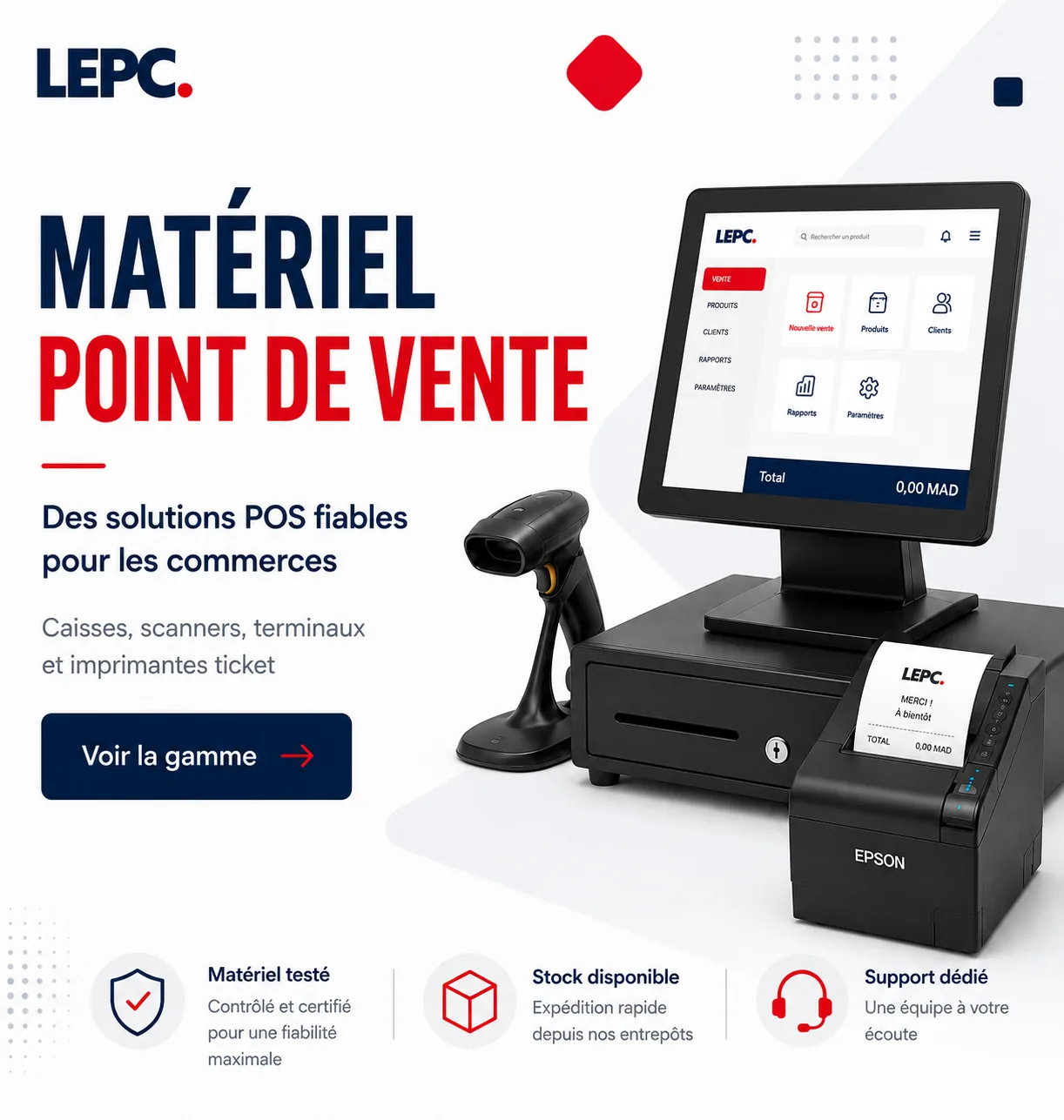 materiel de point de vente pos lepc.ma